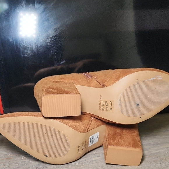 Express Tan Suede Heeled Boots - Picture 3 of 5
